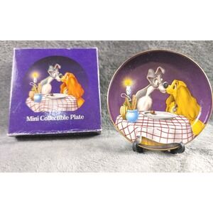 Disney Lady and‎ the Tramp Mini Collectible Plate w/ Box Disneyland Disney World